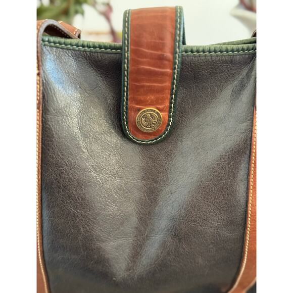 Vintage Brahmin Leather Tote w/Inner Saddle Bag & Forest Green Trim - Picture 9 of 12